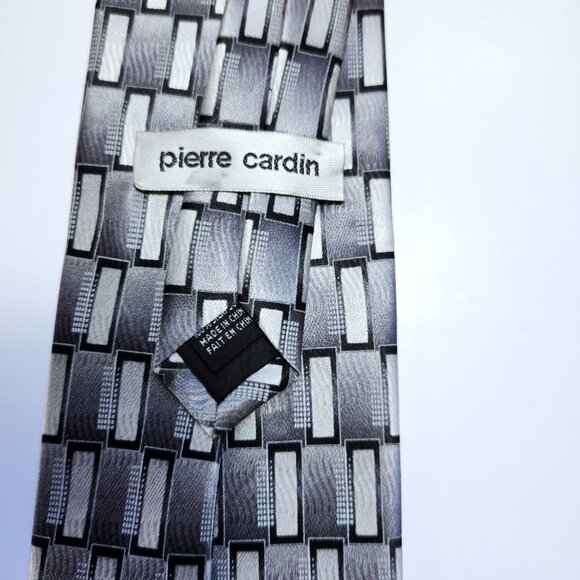 Pierre Cardin Mens Necktie Grey-Black-White Squares 100% Silk Neck Tie 3… - Picture 5 of 7